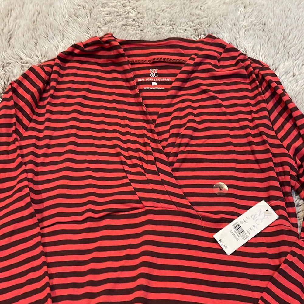 Women’s 3/4 length Coral & brown striped new w/tags